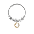 Stainless Steel Cable Bracelet with Moon & Stars Charm