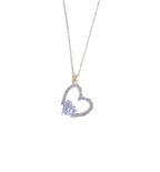 Gold Open Sparkling Crystal Heart Necklace