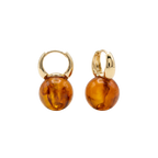Amber Bead Gold-Tone Hoop Earrings