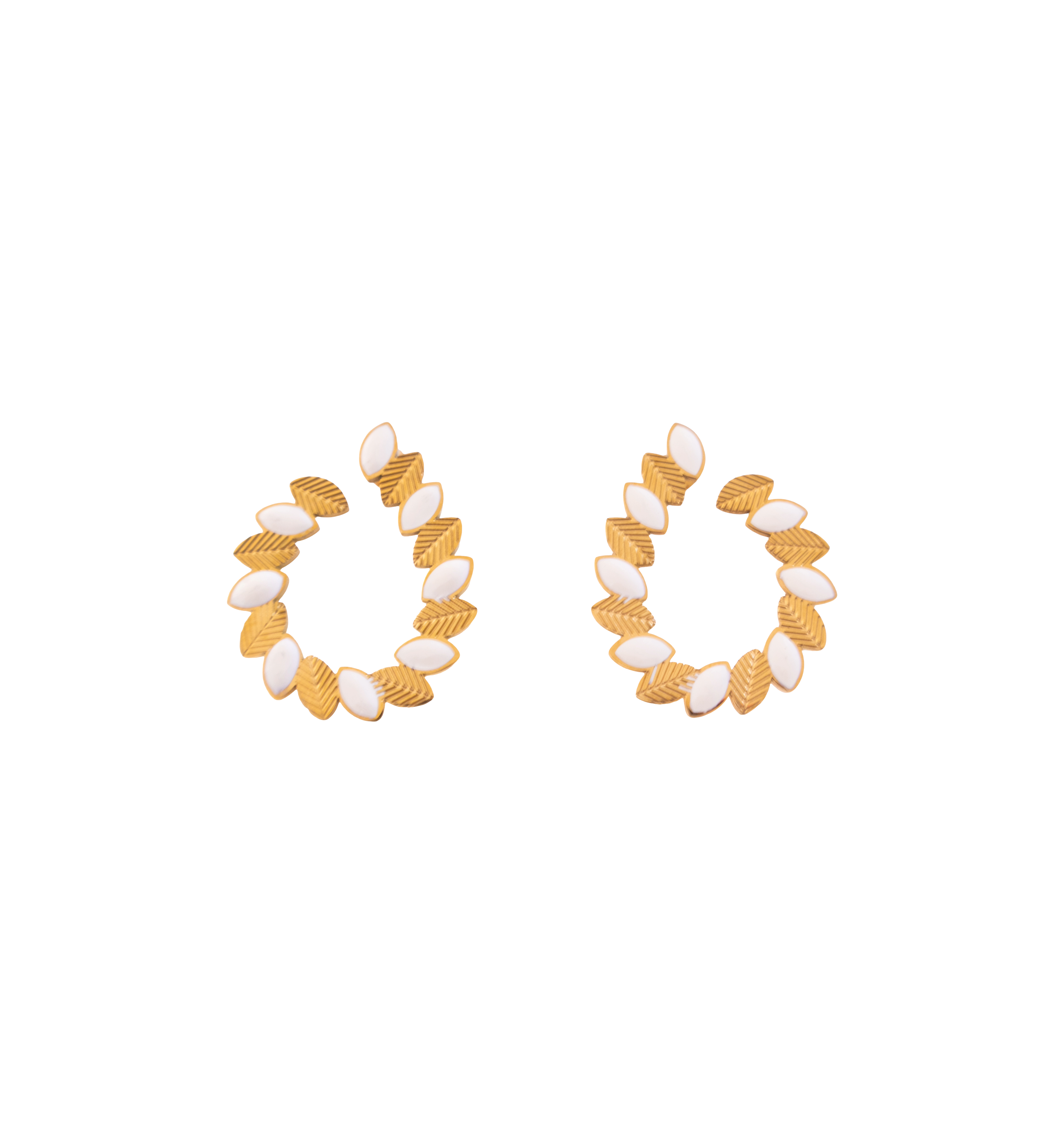 Gold Marquise Accent Hoop Earrings