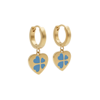 Blue Clover Charm Heart Earings