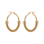 Textured Gold Mesh Hoop Earrings
