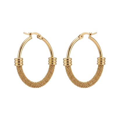 Textured Gold Mesh Hoop Earrings