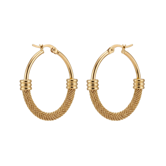 Textured Gold Mesh Hoop Earrings