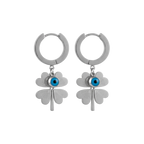 Blue Evil Eye Four-Leaf Clover Earrings