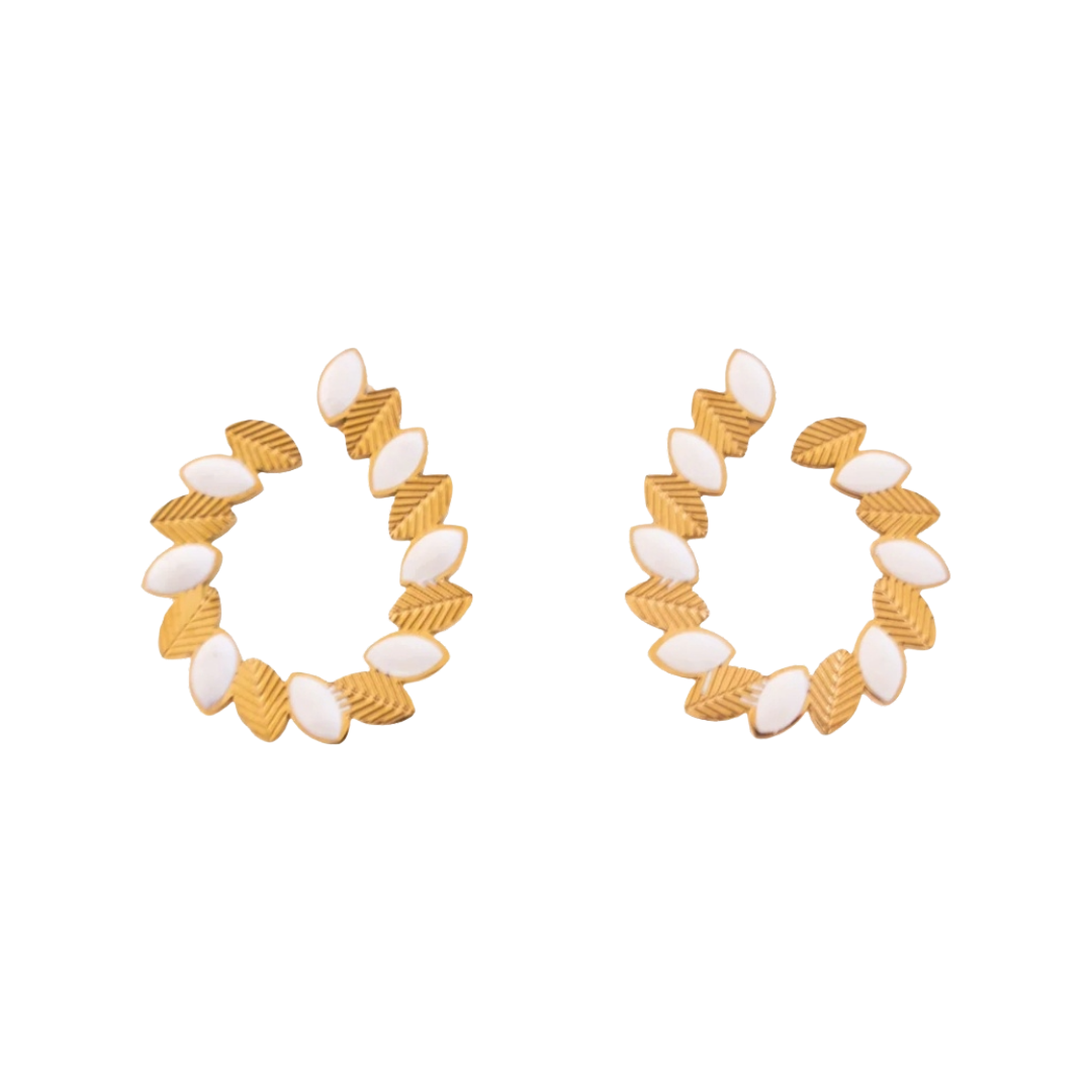 Gold Marquise Accent Hoop Earrings