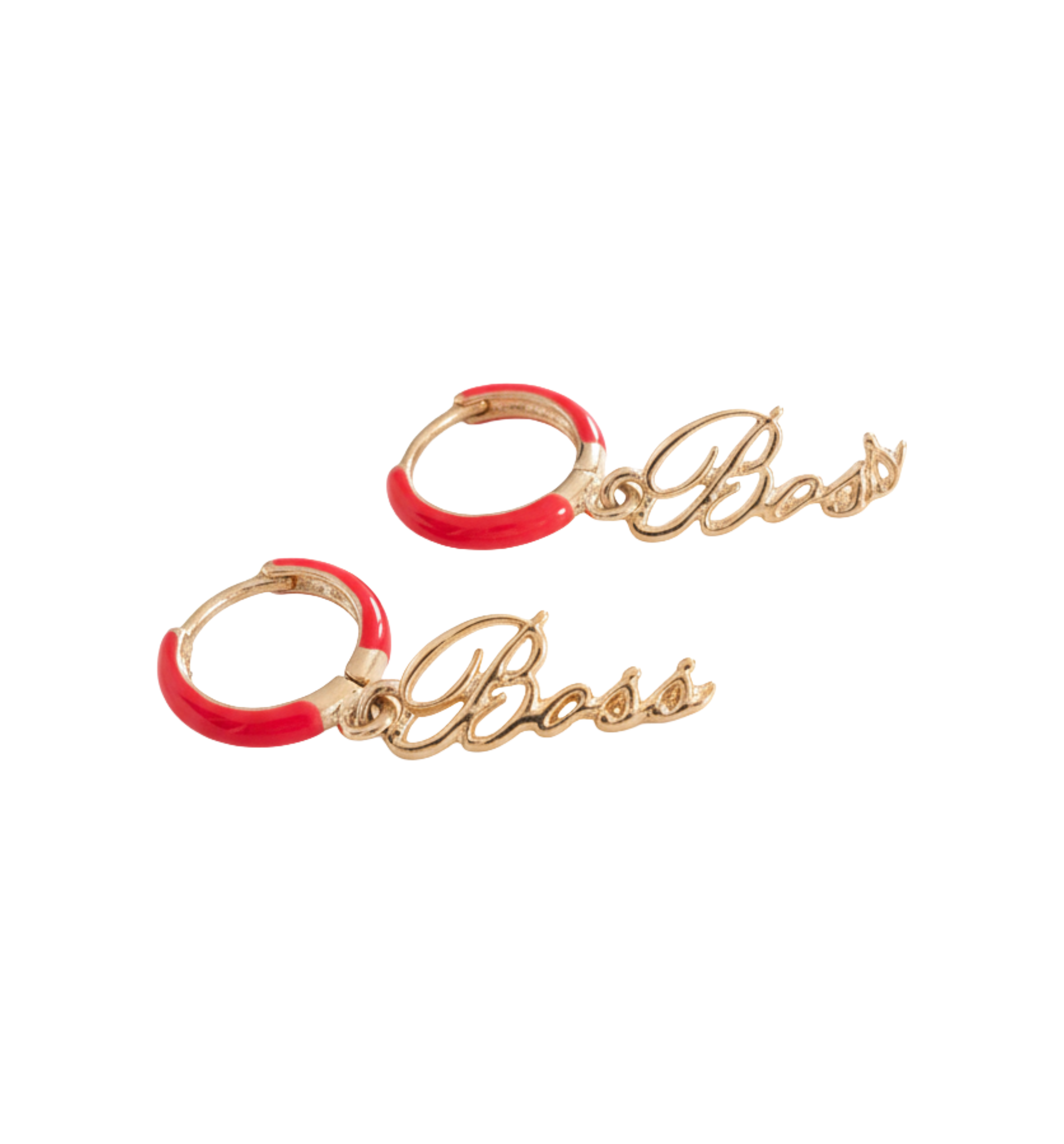 Brincos Boss em esmalte vermelho