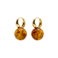 Amber Bead Gold-Tone Hoop Earrings