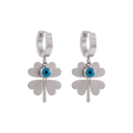 Blue Evil Eye Four-Leaf Clover Earrings