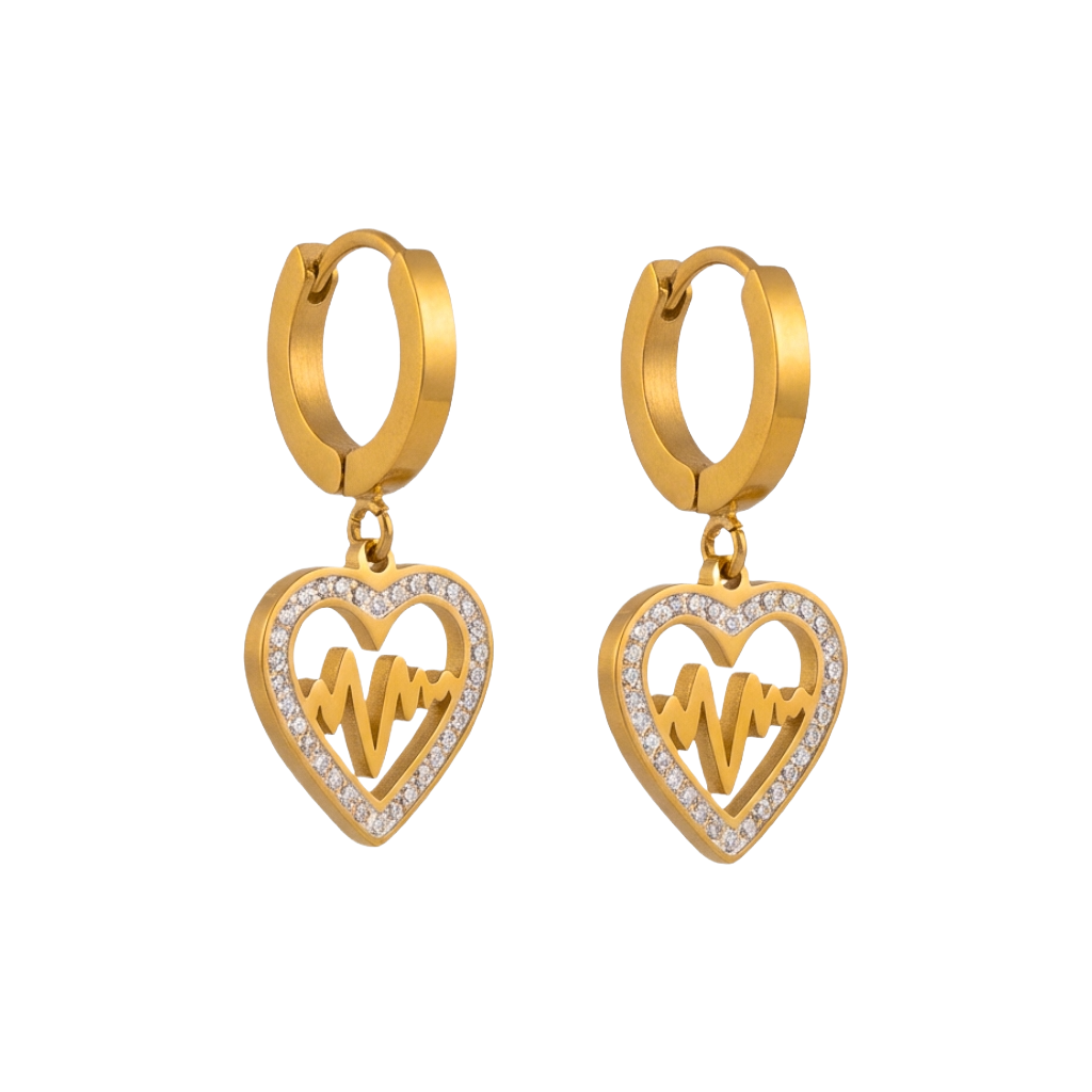 Pendientes con monograma de latido del corazón