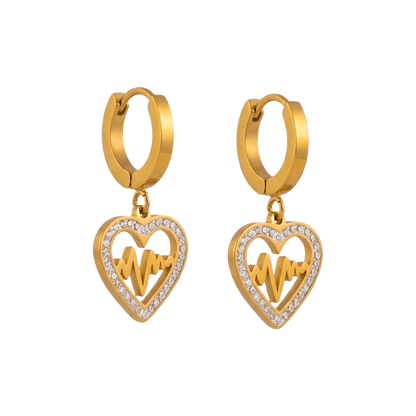 Pendientes con monograma de latido del corazón