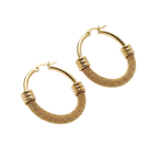Textured Gold Mesh Hoop Earrings