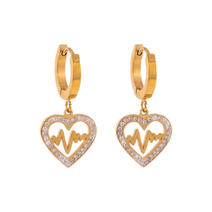 Pendientes con monograma de latido del corazón