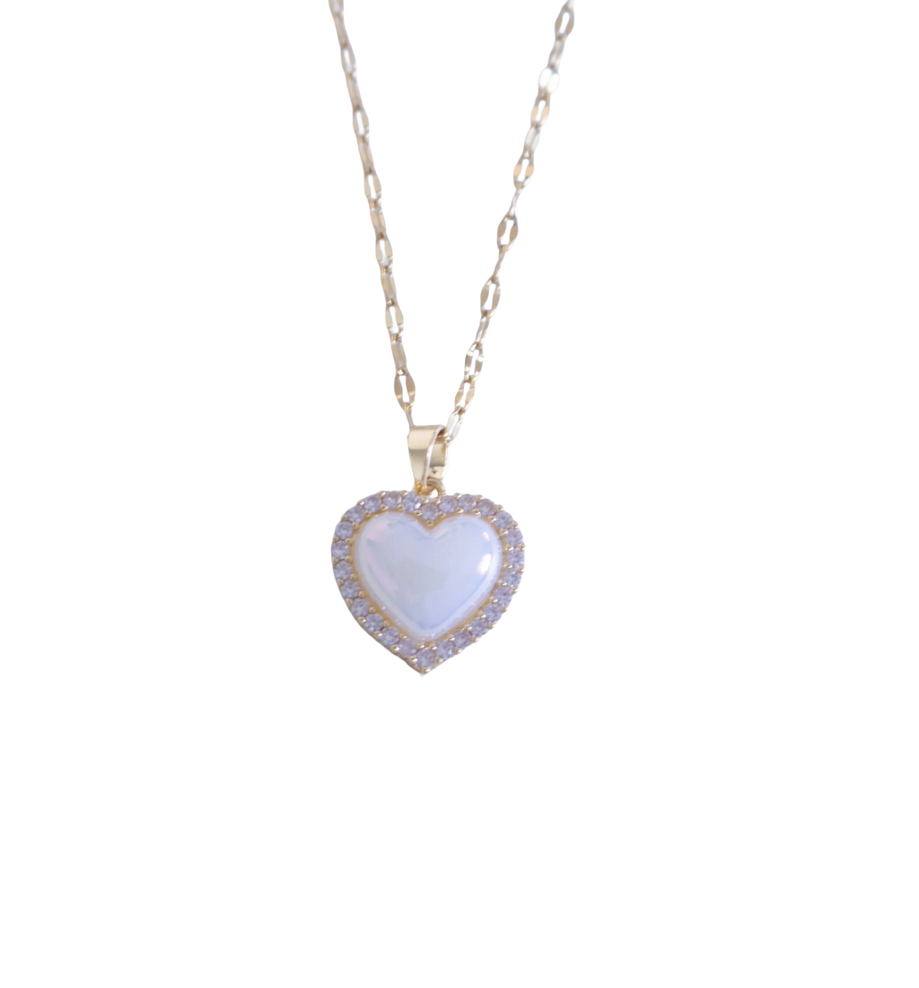 Crystal Halo Heart Pendant Necklace