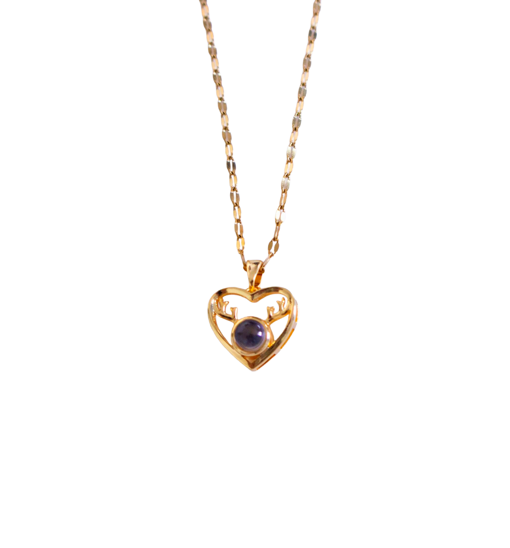 Antler Design Heart Pendant Necklace