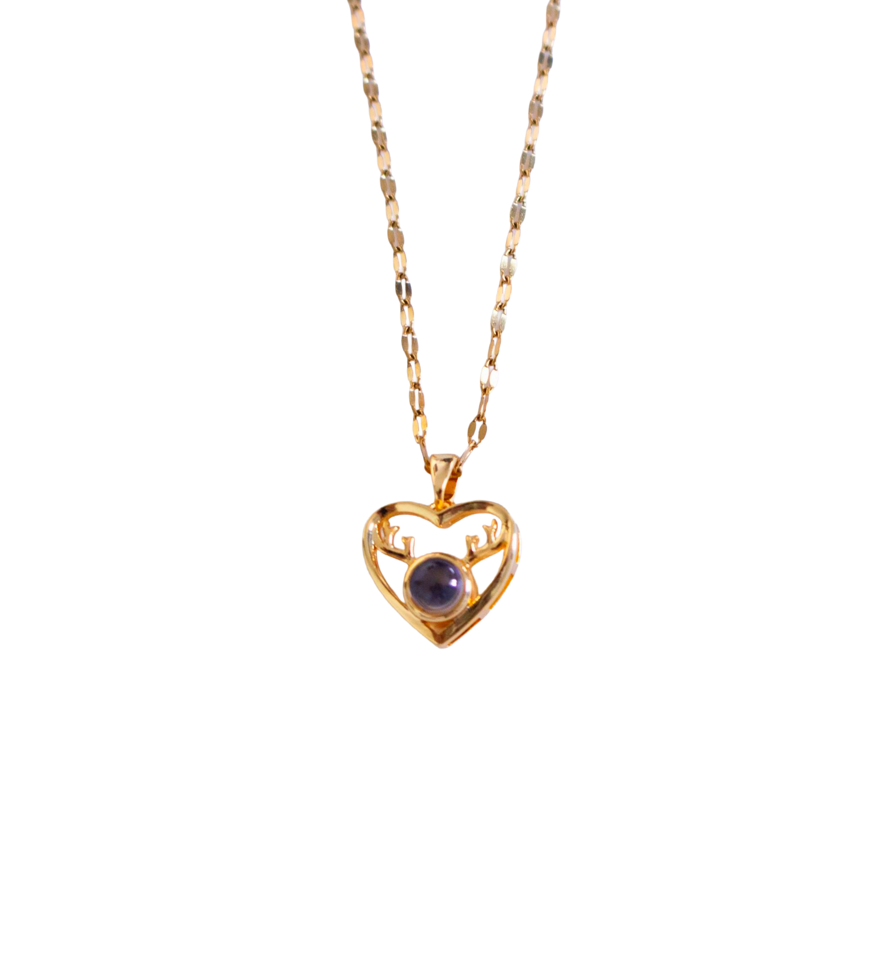 Antler Design Heart Pendant Necklace