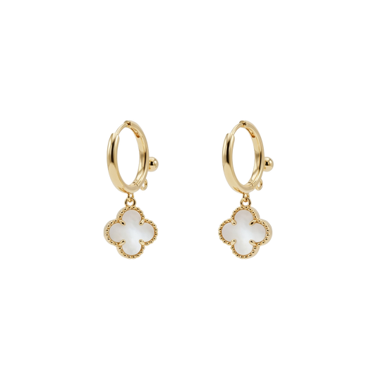 White Clover Charm Earrings