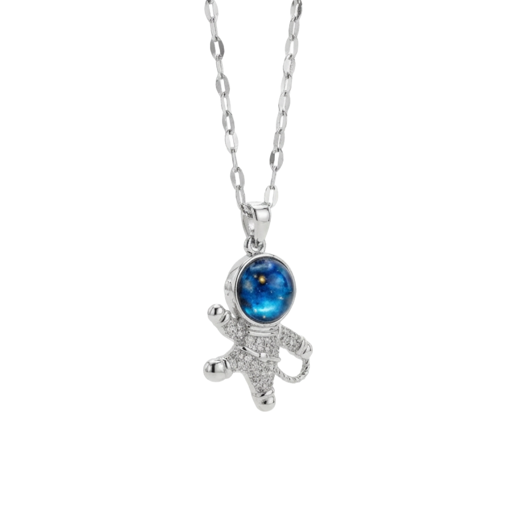 Starfish-shaped pendant with a blue gemstone on a white background