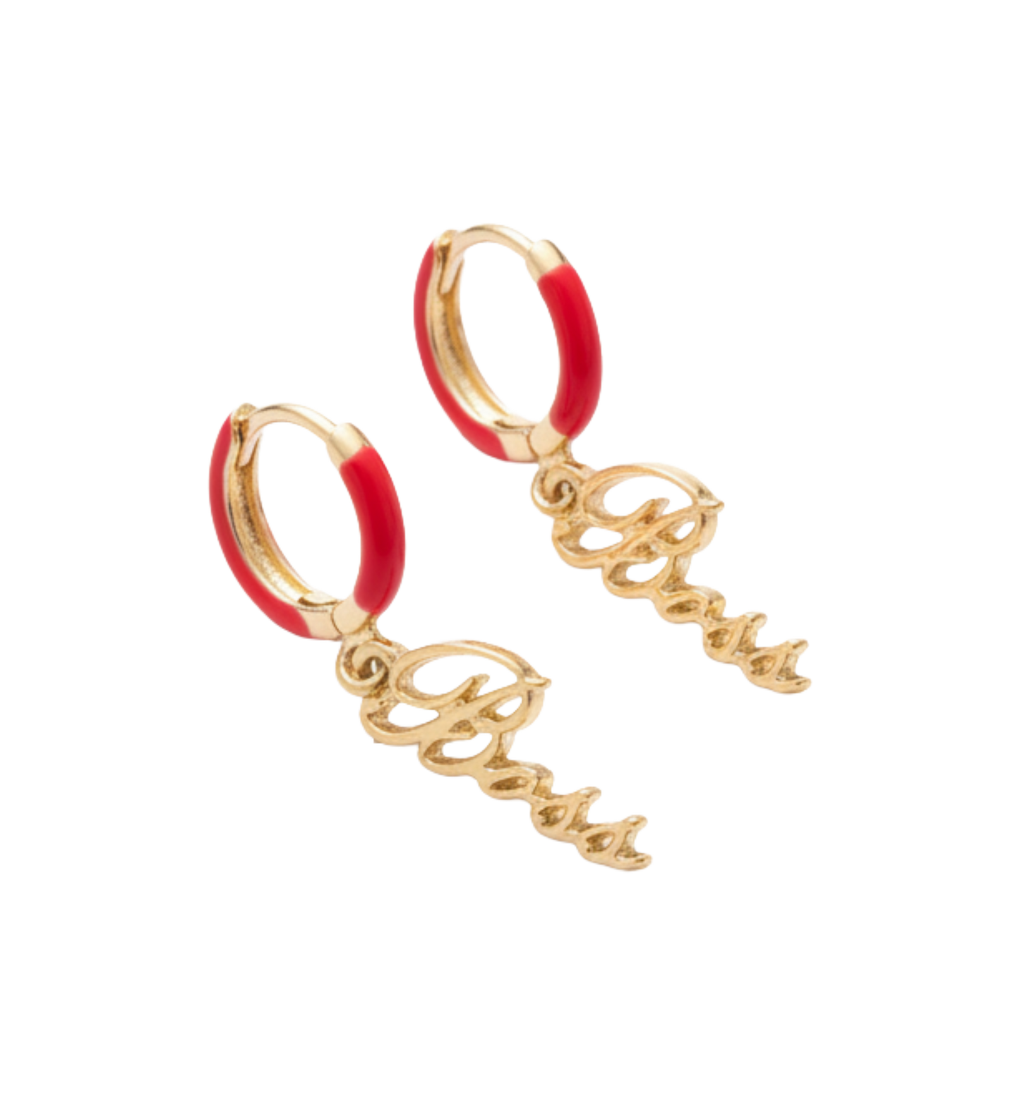 Boss Red Enamel Earrings