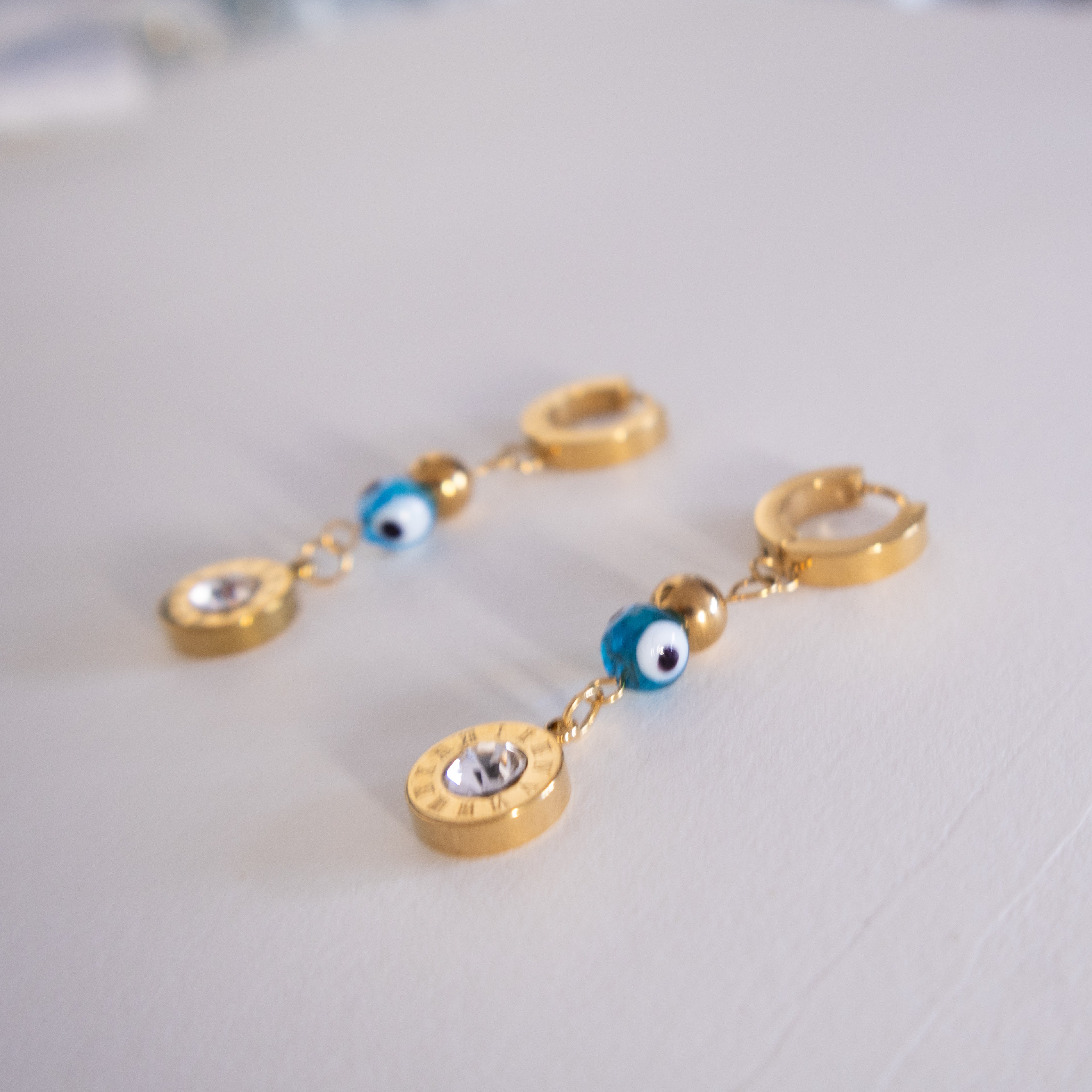 Evil Eye Diamond Crystal Earrings