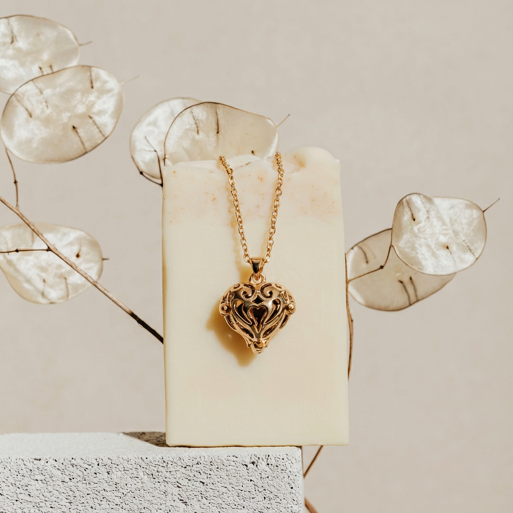 Two-Sided Black Heart Locket Necklace