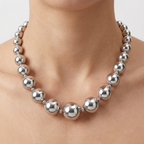 Silver Tone Beaded Ball Necklace