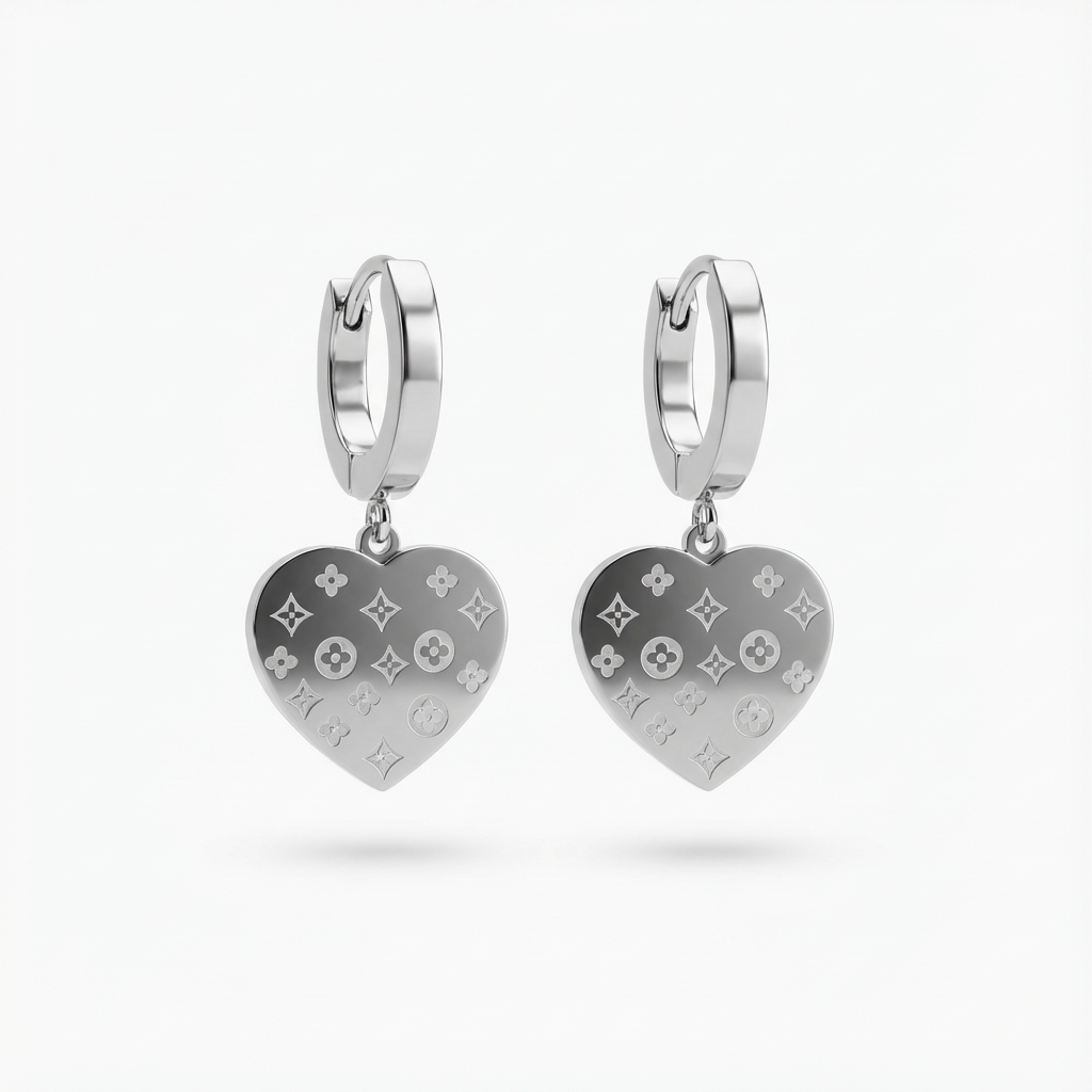 Virella Heart Drop Hoop Earrings