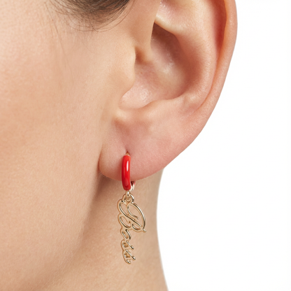 Boss Red Enamel Earrings