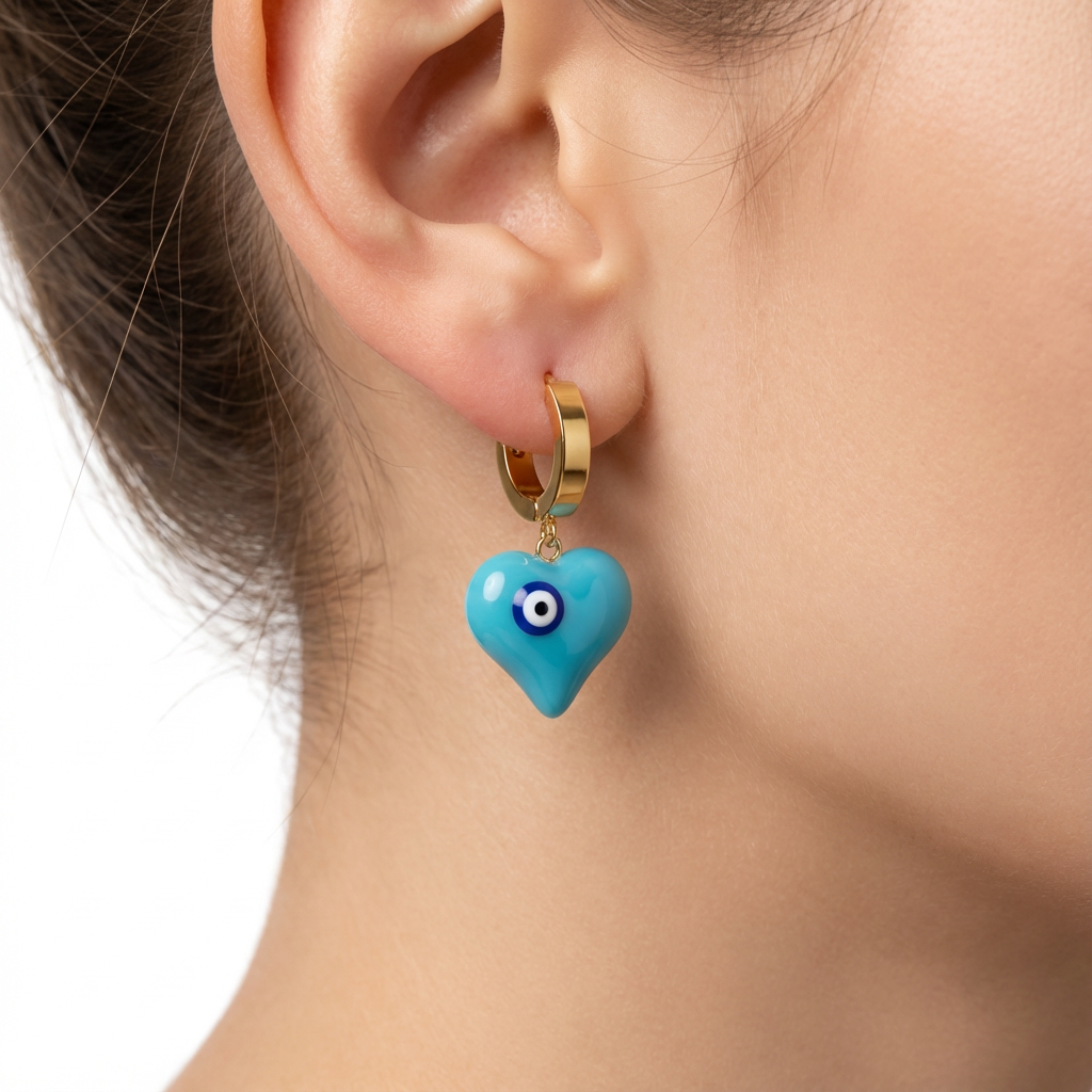 Blue Aura Heart Earrings