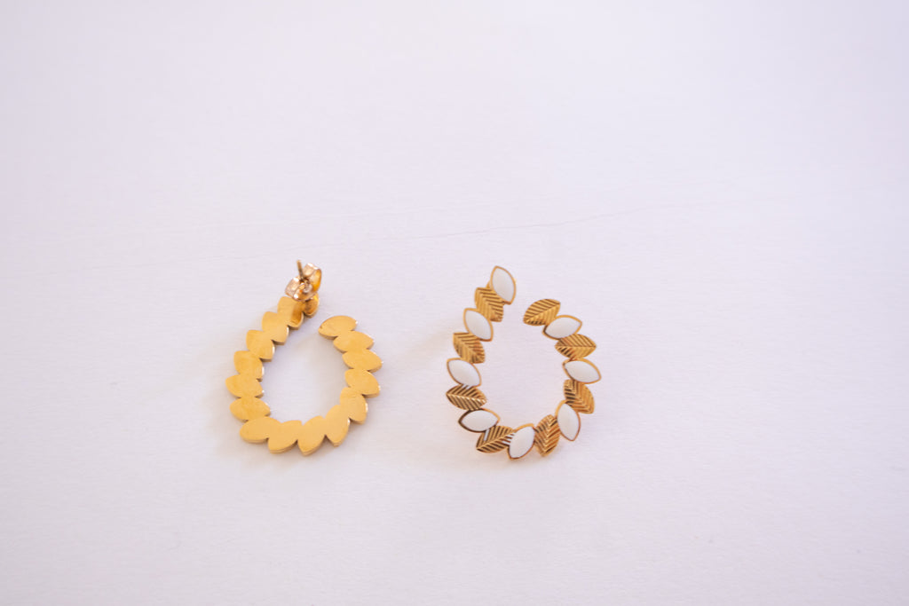 Gold Marquise Accent Hoop Earrings