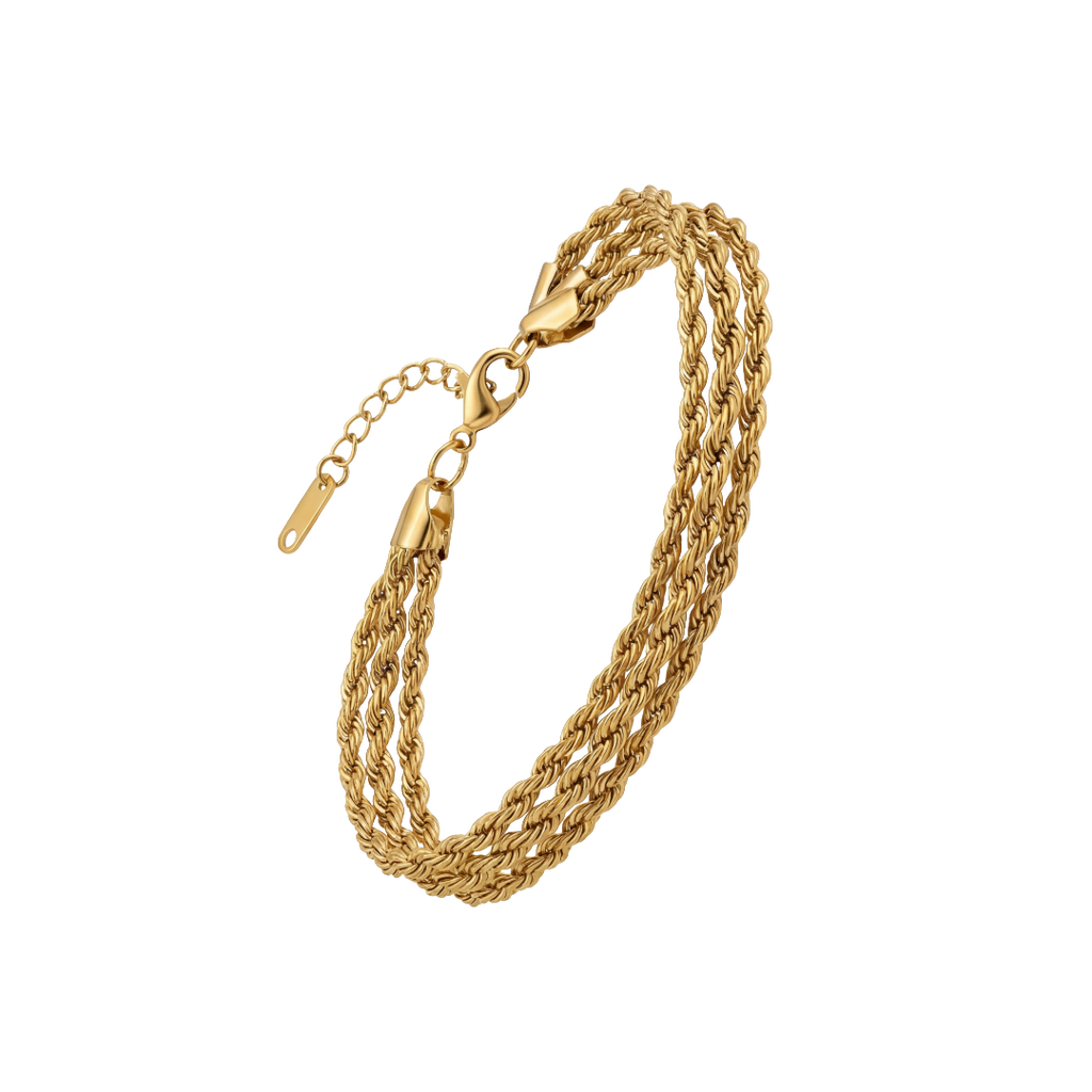 Gold chain bracelet on a white background