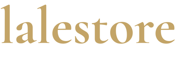 Gold 'lalestore' logo on a white background