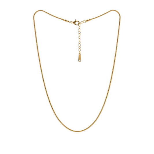 Gold necklace on a white background