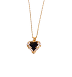 Collar con medallón de corazón negro de dos caras