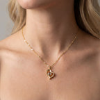Golden Light-Reactive Stone Heart Necklace