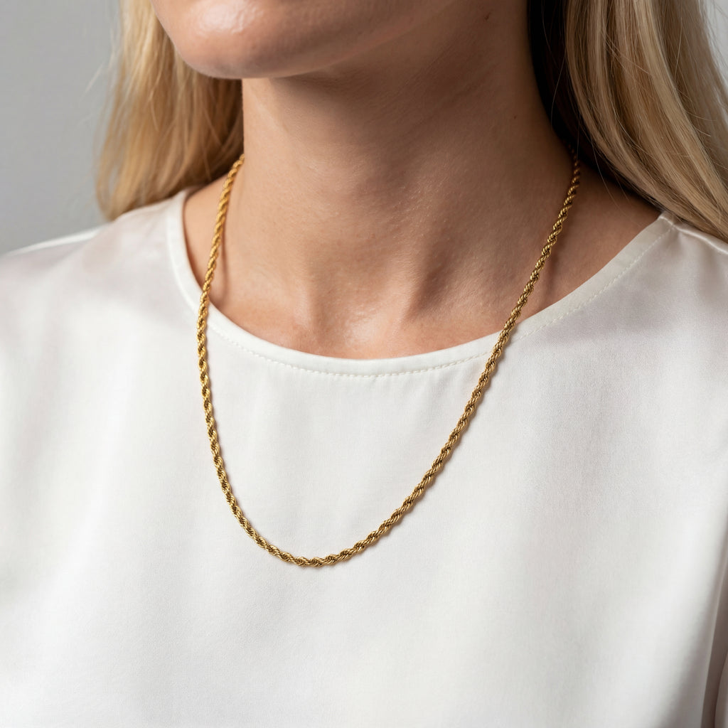 Elvara Rope Chain Necklace - Stainless Steel