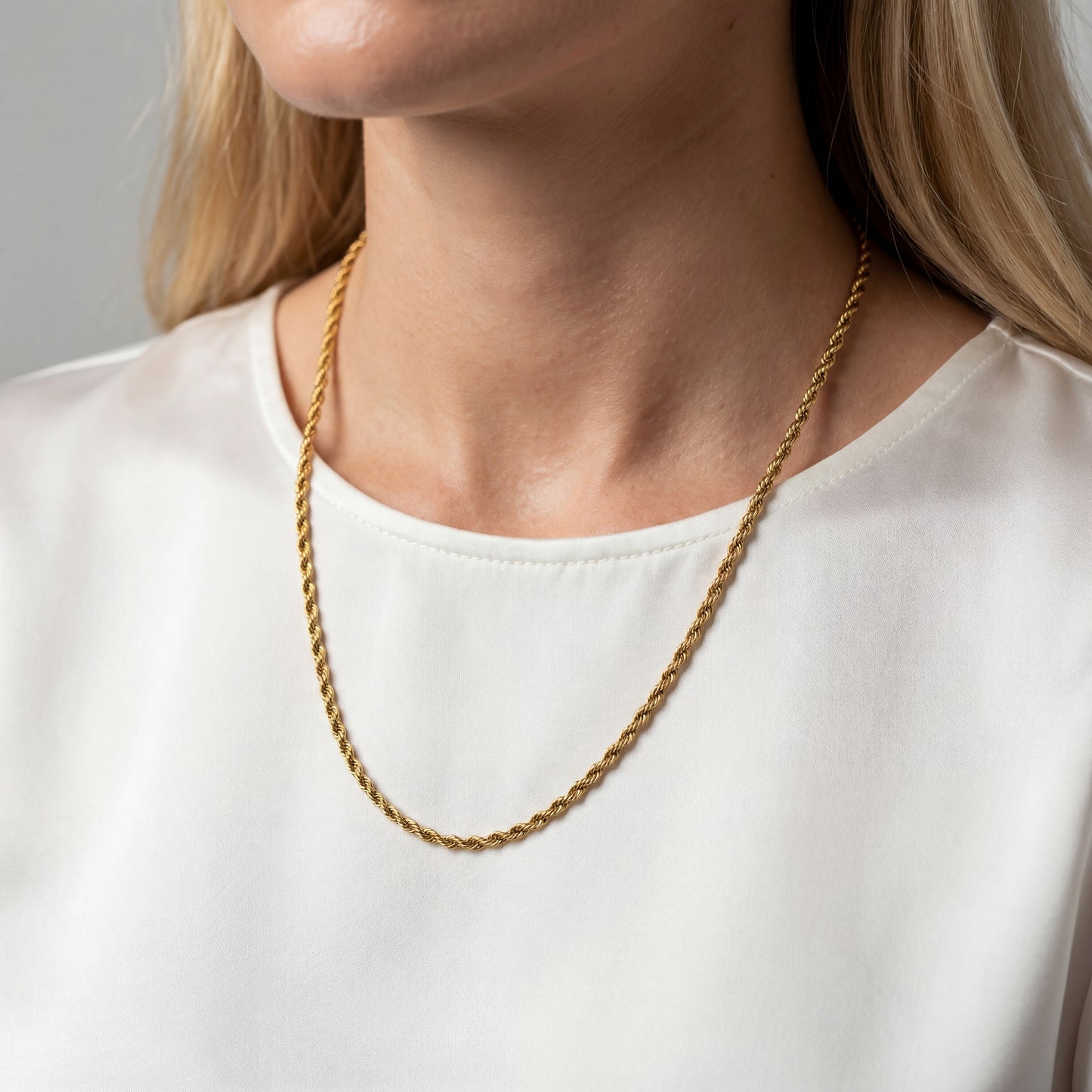 Elvara Rope Chain Necklace - Stainless Steel