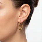 Gold Woven Bead Hoop Earrings