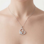 Silver Open Sparkling Crystal Heart Necklace