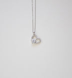Silver Open Sparkling Crystal Heart Necklace