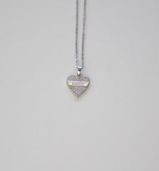 Stainless Steel Heart-Shaped Necklace with LOVE Engraving and Crystal Details