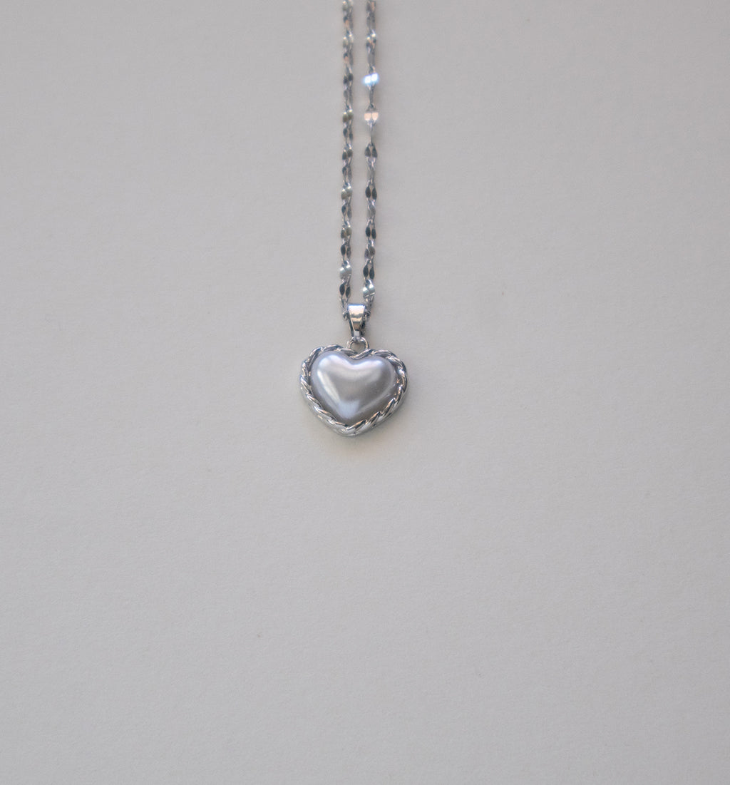 Bound Twisted Silver Heart Pendant Necklace