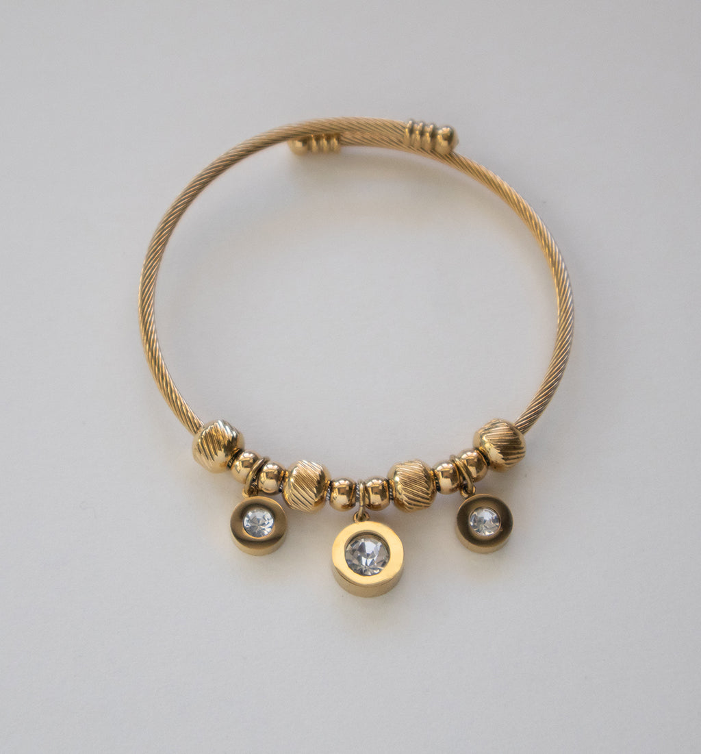 Stainless Steel Gold-Toned Cable Wire Bracelet