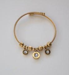 Stainless Steel Gold-Toned Cable Wire Bracelet
