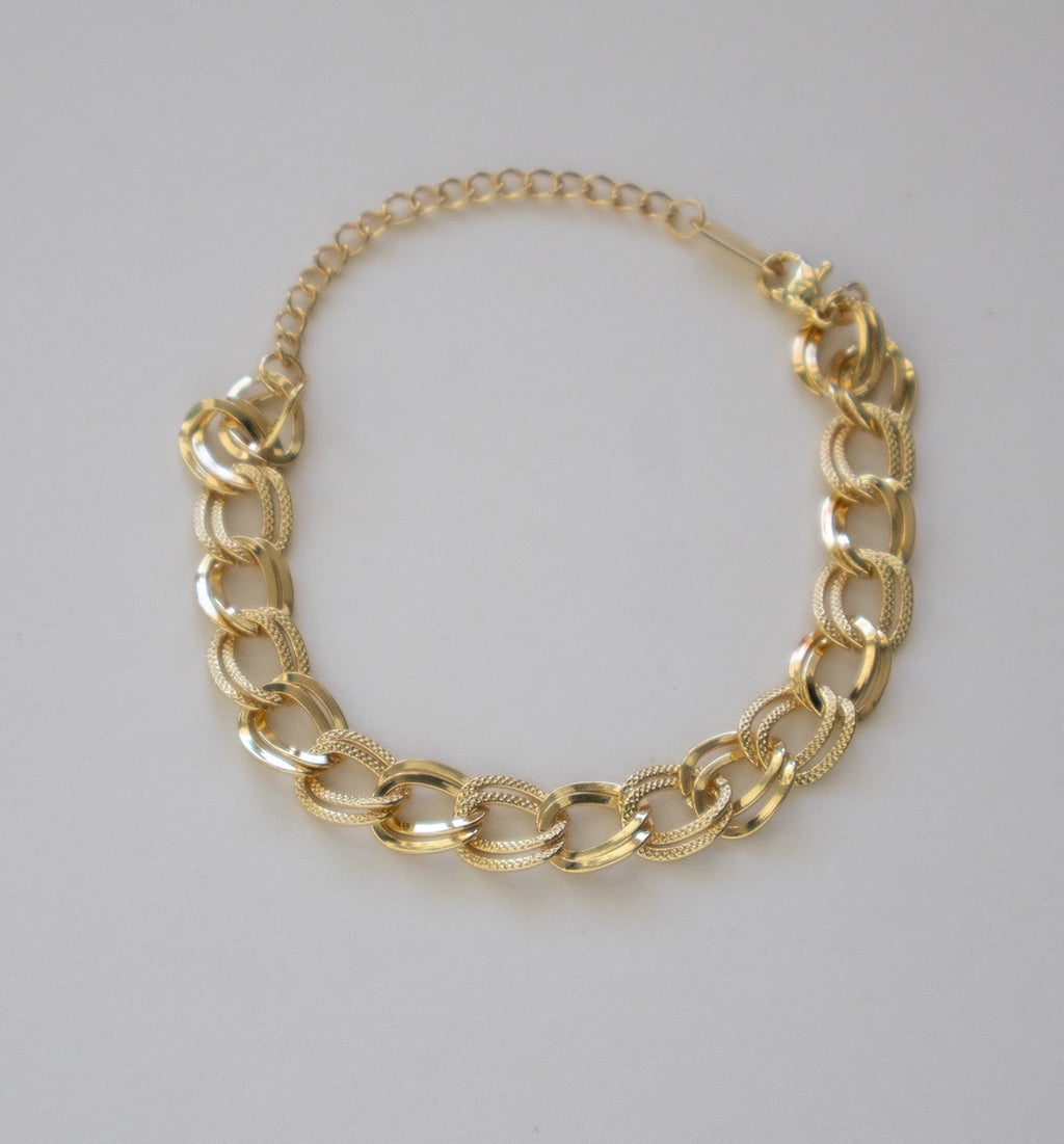 Stainless Steel Chunky Chain Bracelet with Gold Finish