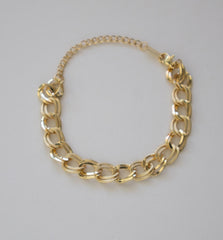 Stainless Steel Chunky Chain Bracelet with Gold Finish