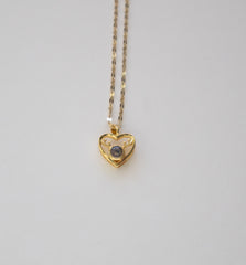 Stainless Steel Heart Pendant Necklace with Antler Design