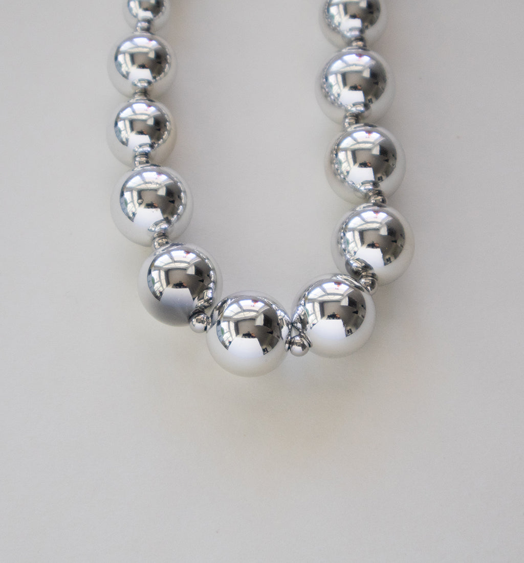 Silver Tone Beaded Ball Necklace