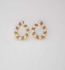Stainless Steel Gold Plated Leaf Vine Hoop Earrings