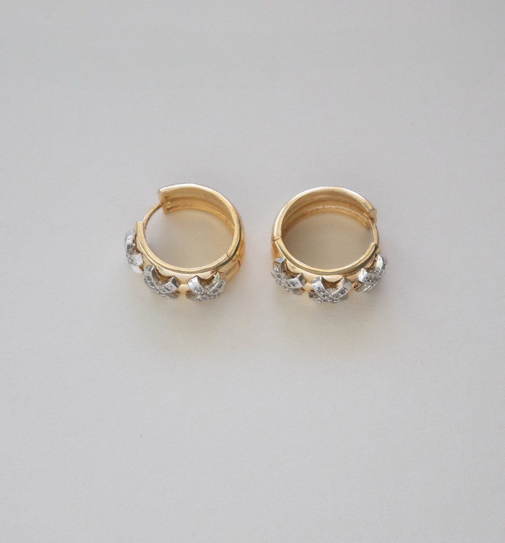 Stainlees Steel Hoop Earrings with Crystal Embellishments